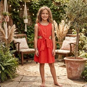 ZARA | Kids Girls Red Linen Dress